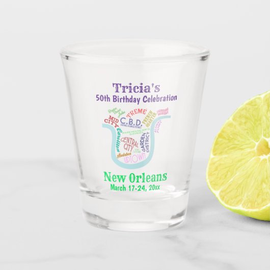 New Orleans Nola Karte Party für Reisen Schnapsglas (Vorderseite)