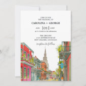 New Orleans Nola Louisiana - Hochzeit in Wasserfar Einladung (Vorderseite)