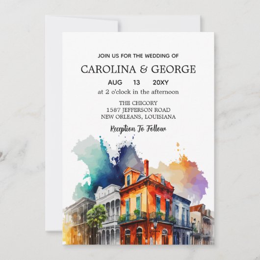 New Orleans Nola Louisiana - Wasserfarbe Einladung (Vorderseite)