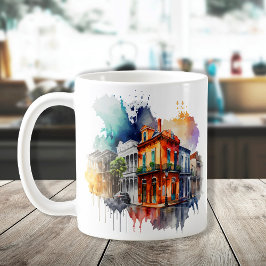 New Orleans Nola Louisiana - Wasserfarbe Kaffeetasse
