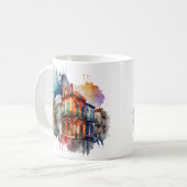 New Orleans Nola Louisiana - Wasserfarbe Kaffeetasse (Vorderseite Links)