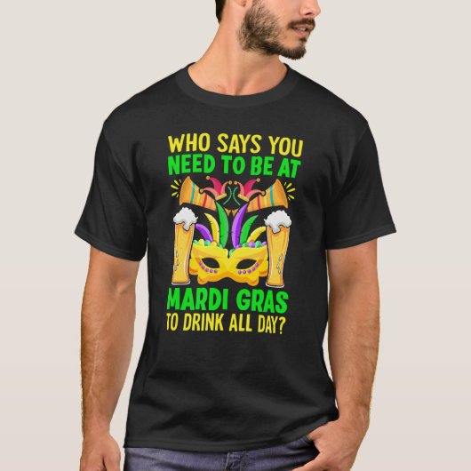 New Orleans Nola Mardi Gras Beer Fat Tuesdays T-Shirt (Vorderseite)