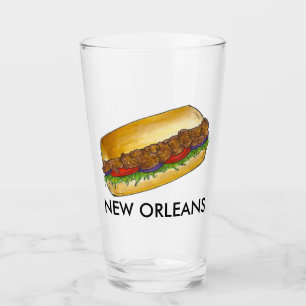 New Orleans NOLA Shrimp Po'Boy Sandwich Louisiana Glas