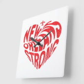 New Orleans Nola Strong Heart Quadratische Wanduhr (Winkel)