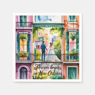 New Orleans NOLA Wasserfarbenhochzeit Serviette