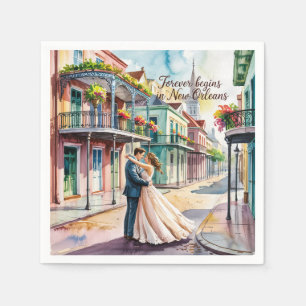 New Orleans NOLA Wasserfarbenhochzeit Serviette