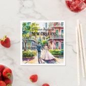 New Orleans NOLA Watercolor Wedding Serviette (Beispiel)