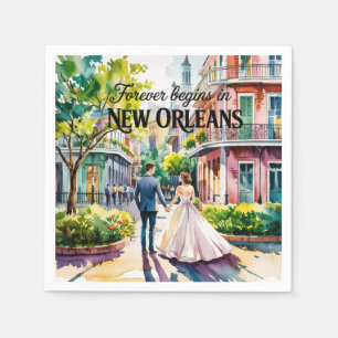 New Orleans NOLA Watercolor Wedding Serviette
