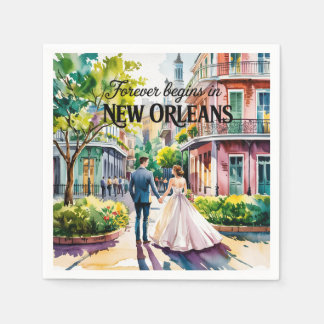 New Orleans NOLA Watercolor Wedding Serviette