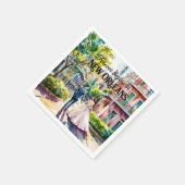 New Orleans NOLA Watercolor Wedding Serviette (Ecke)