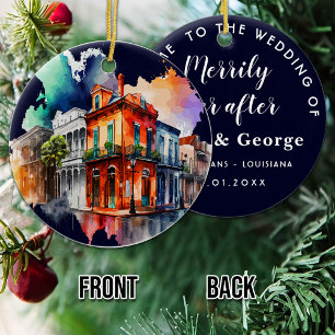 New Orleans Nola Watercolor Wedding Willkommen Keramik Ornament