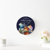 New Orleans Nola - Watercolor Wedding Willkommen Runde Wanduhr (Zuhause)