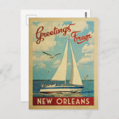 New Orleans Postcard Sailboat Vintag Louisiana Postkarte (Vorne/Hinten)