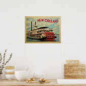 New Orleans Poster Louisiana River Boat Vintag (Küche)