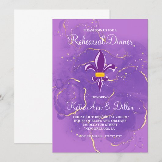 New Orleans Probe Dinner Einladung (Vorne/Hinten)