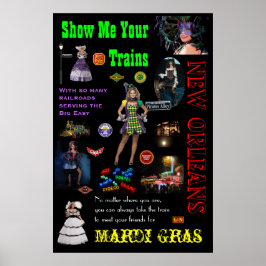 New Orleans Railway, Mardi Gras Travel Poster