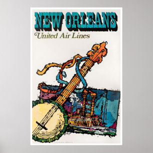 New Orleans Reiseplakat United Airlines Kunst Poster