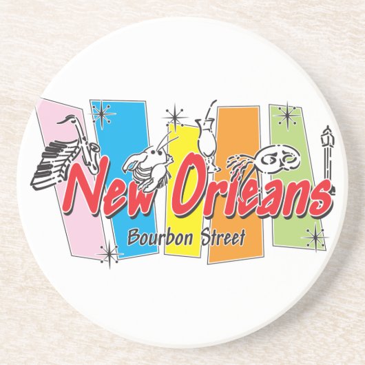 New Orleans Retro Look Sandstein Untersetzer (Vorne)