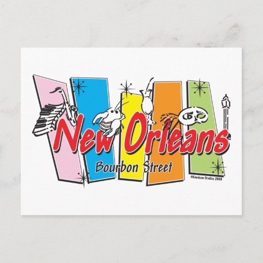 New-Orleans-Retro Postkarte (Vorderseite)
