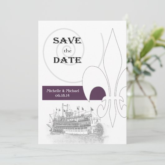New Orleans Riverboat Lilie Save the Date (Stehend Vorderseite)