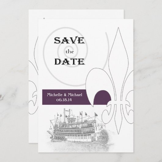 New Orleans Riverboat Lilie Save the Date (Vorne/Hinten)