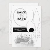 New Orleans Riverboat Lilie Save the Date Einladung (Vorne/Hinten)