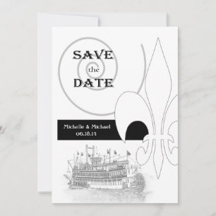 New Orleans Riverboat Lilie Save the Date Einladung
