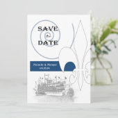 New Orleans Riverboat Lilie Save the Date Einladung (Stehend Vorderseite)