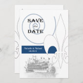 New Orleans Riverboat Lilie Save the Date Einladung (Vorne/Hinten)