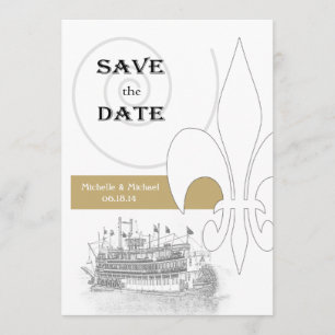 New Orleans Riverboat Lilie Save the Date Einladung