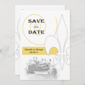 New Orleans Riverboat Lilie Save the Date Einladung (Vorne/Hinten)