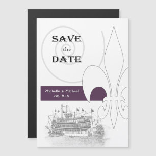 New Orleans Riverboat Save the Date Lila Magneteinladung