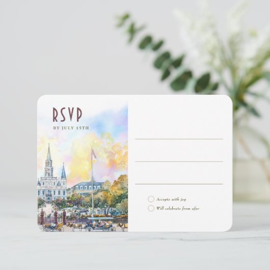 New Orleans RSVP Wedding Insert Destination Einladung (Stehend Vorderseite)