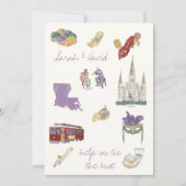 New Orleans Save the Date mit Zeichnungen Einladung (Vorderseite)