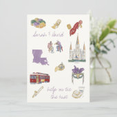 New Orleans Save the Date mit Zeichnungen Einladung (Stehend Vorderseite)