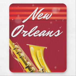 New Orleans Saxophon Reiseplakat Mousepad