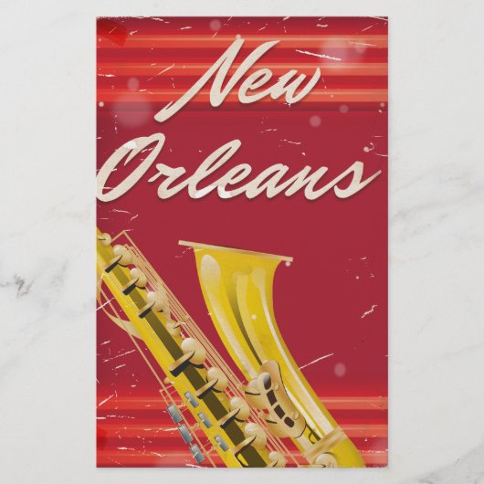 New Orleans Saxophone Reiseplakat. Briefpapier (Vorderseite)