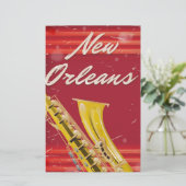 New Orleans Saxophone Reiseplakat. Briefpapier (Stehend Vorderseite)