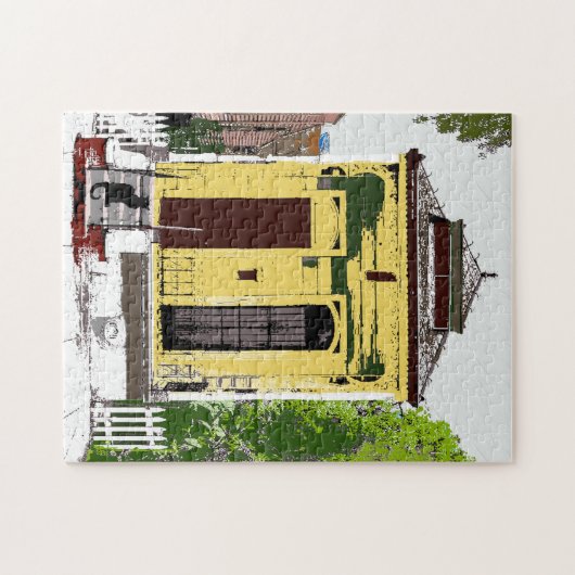 New Orleans Shot Gun House mit Katze Puzzle (Horizontal)