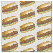 New Orleans Shrimp Po Boy Poboy Sandwich Fabric Stoff (Nahaufnahme)