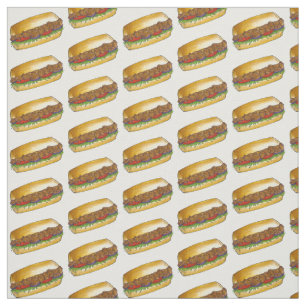 New Orleans Shrimp Po Boy Poboy Sandwich Fabric Stoff