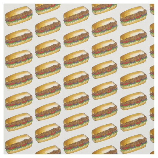 New Orleans Shrimp Po Boy Poboy Sandwich Fabric Stoff (Muster)
