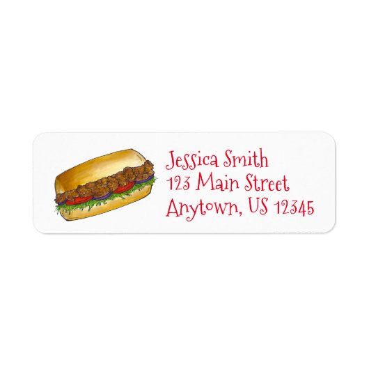 New Orleans Shrimp Poboy Po Boy Sandwich Labels (Vorne)