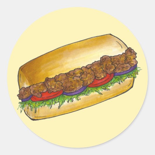 New Orleans Shrimp Po'Boy Sandwich Stickers (Vorderseite)
