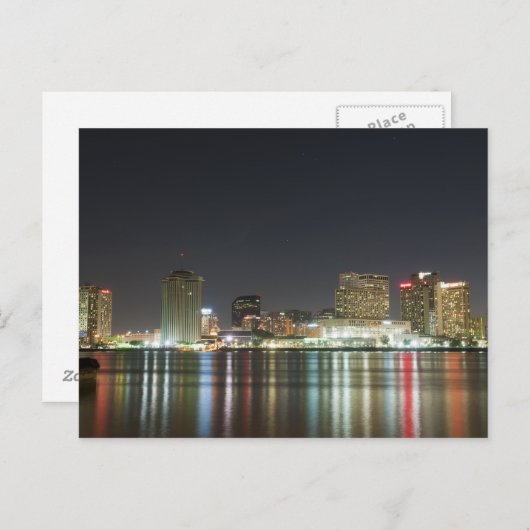 New Orleans Skyline Night Postkarte (Vorne/Hinten)