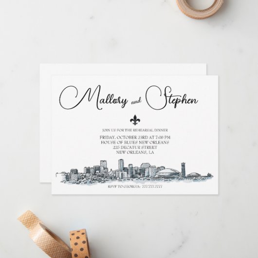 New Orleans Skyline Probe Dinner Einladung (Vorderseite/Rückseite Beispiel)