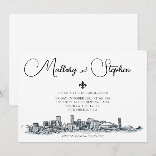 New Orleans Skyline Probe Dinner Einladung (Vorne/Hinten)