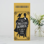 New Orleans Soirée Ticket Style Einladung (Stehend Vorderseite)