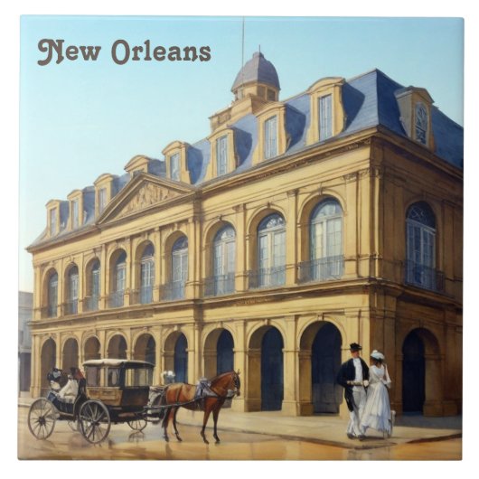 New Orleans Spanish Cabildo Louisiana Vintage Fliese (Vorderseite)