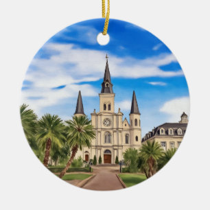 New Orleans St. Louis Cathedral Mardi Gras Keramik Ornament